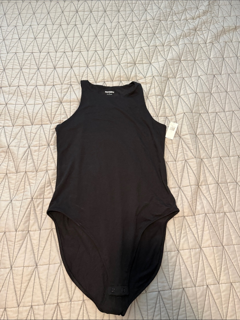 Old Navy Black Ribbed High-Neck Sleeveless Bodysuit